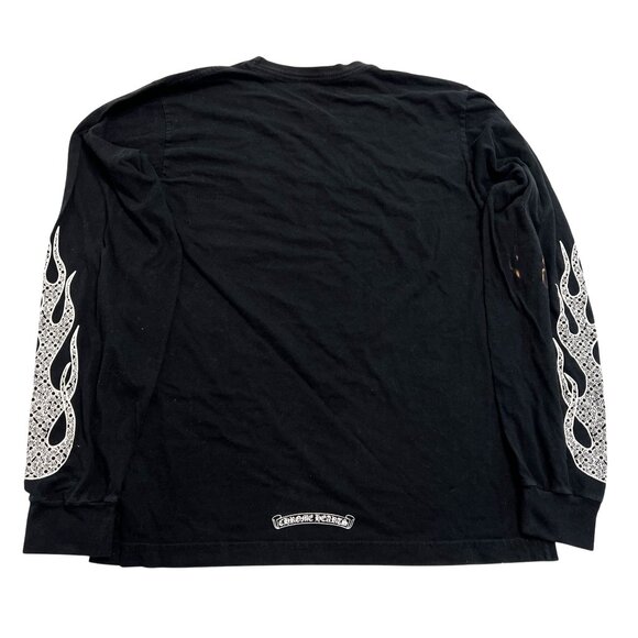 Chrome Hearts Logo Flames Long Sleeve Shirt in Black - Picture 2 of 5